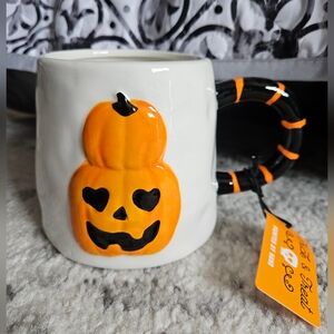 Jack O'lantern Mug Black Orange White Halloween